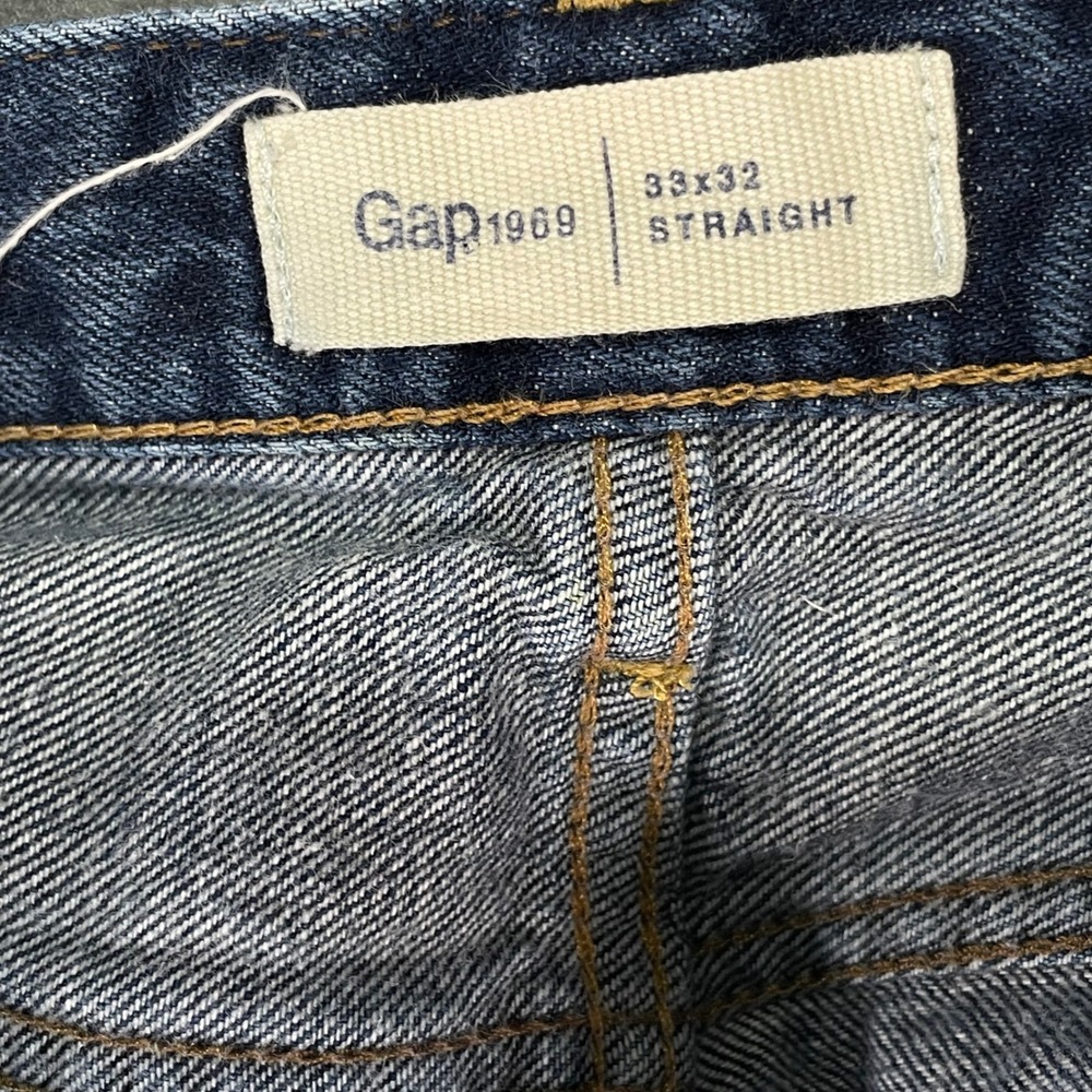 Gap 1969 Straight Leg Jeans Mens 32x32 Dark Blue Denim Classic Cotton - Picture 3 of 13